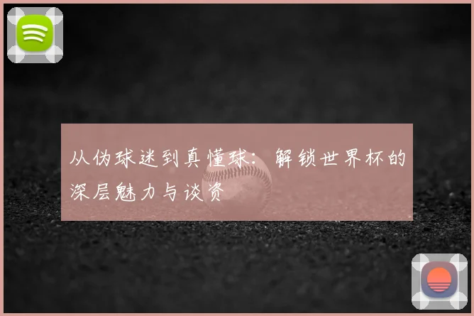从伪球迷到真懂球：解锁世界杯的深层魅力与谈资
